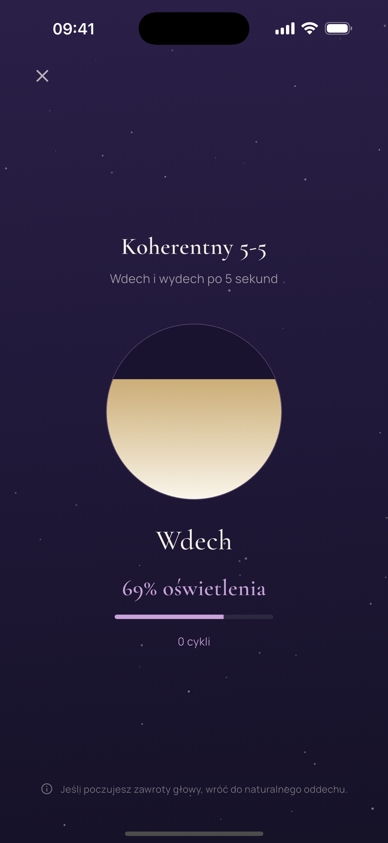 Sesja oddechu — rozświetlanie księżyca